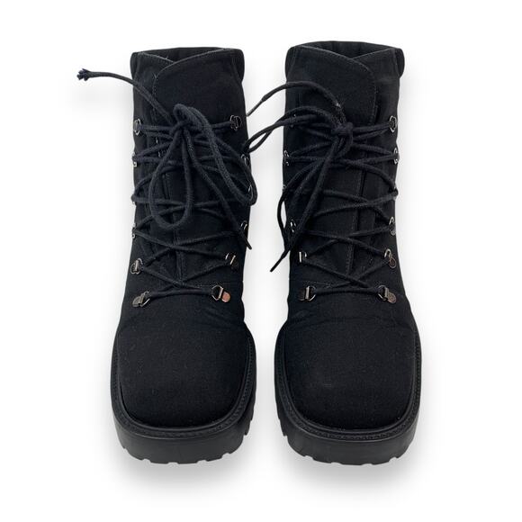 Vintage STUART WEITZMAN black lace up chunky block heel combat boots - Picture 14 of 16